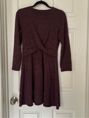 Serra Long Sleeve Twist-Front Dress - Plum